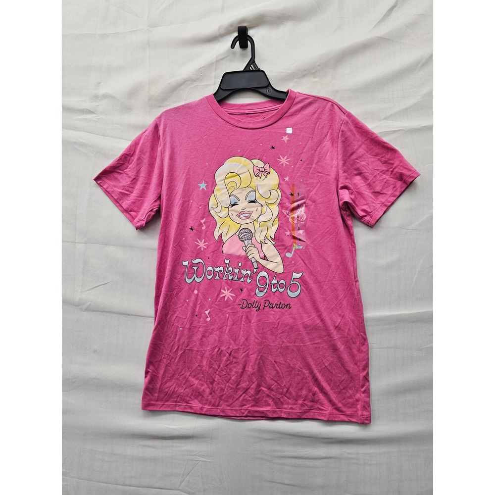 Dolly Parton Womens Workin 9 to 5 Graphic T-Shirt Pink Cotton Blend Size Small